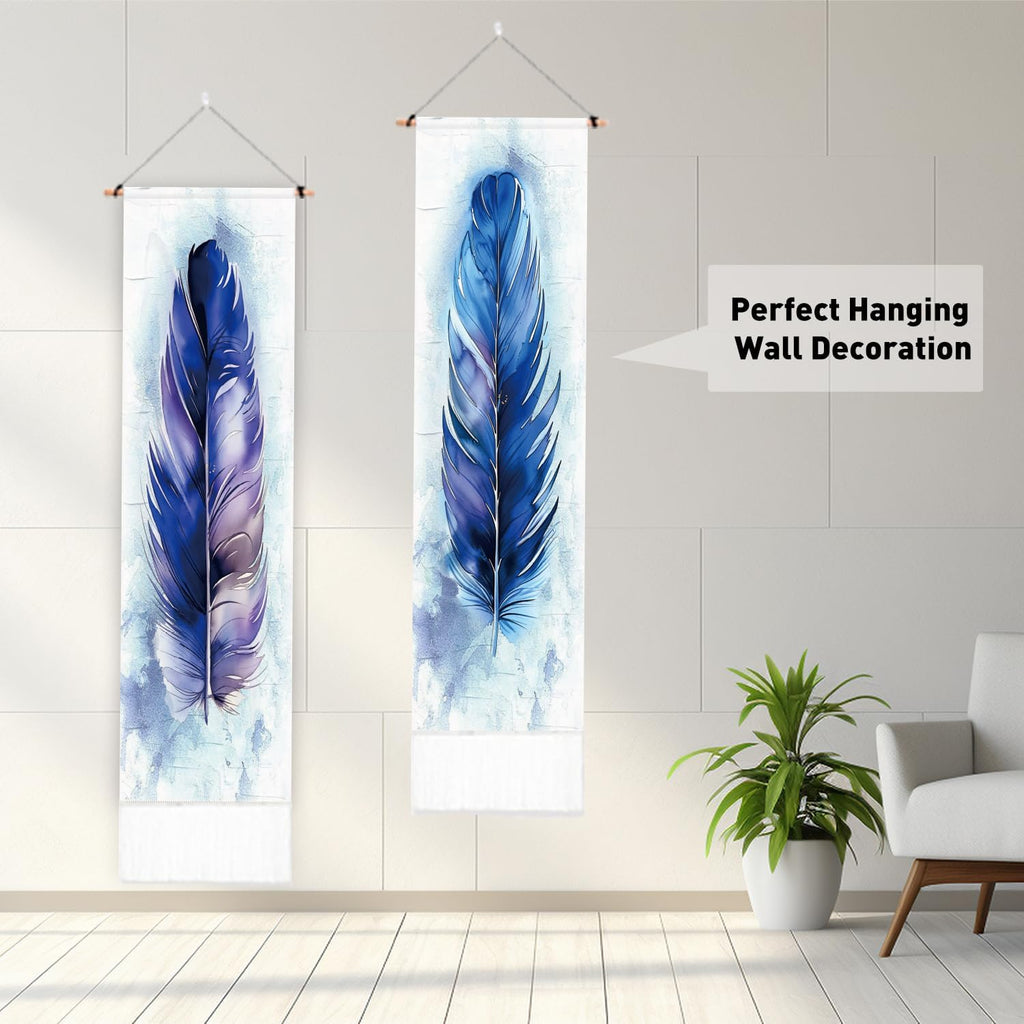 2 Pack Blue Feather Tapestry with Tassels G263148