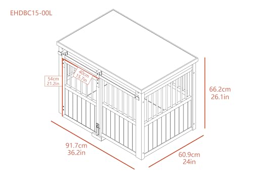 Grey Large Dog Crate with Sliding Barn Door S498