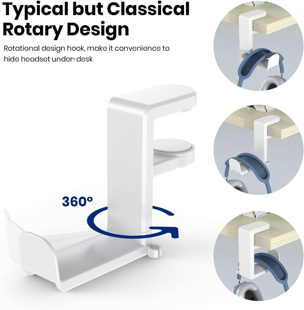 White Rotating Headphone Stand with 360 Degree Swivel M8493