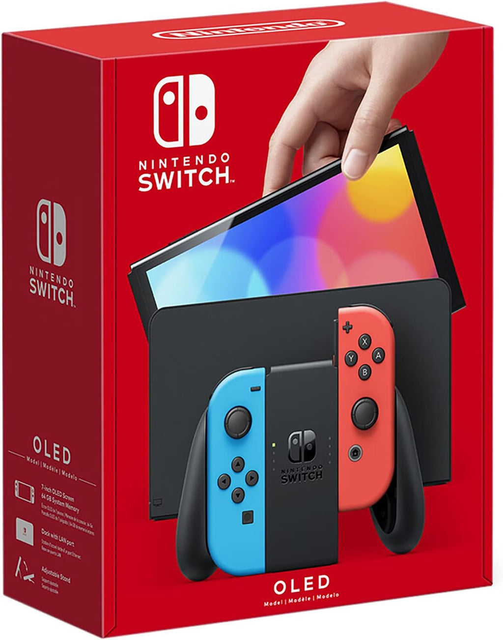 Switch OLED Model with Neon Blue and Red Joy-Con, Black Dock - 7" OLED Touchscreen, 64GB Internal Storage L29715