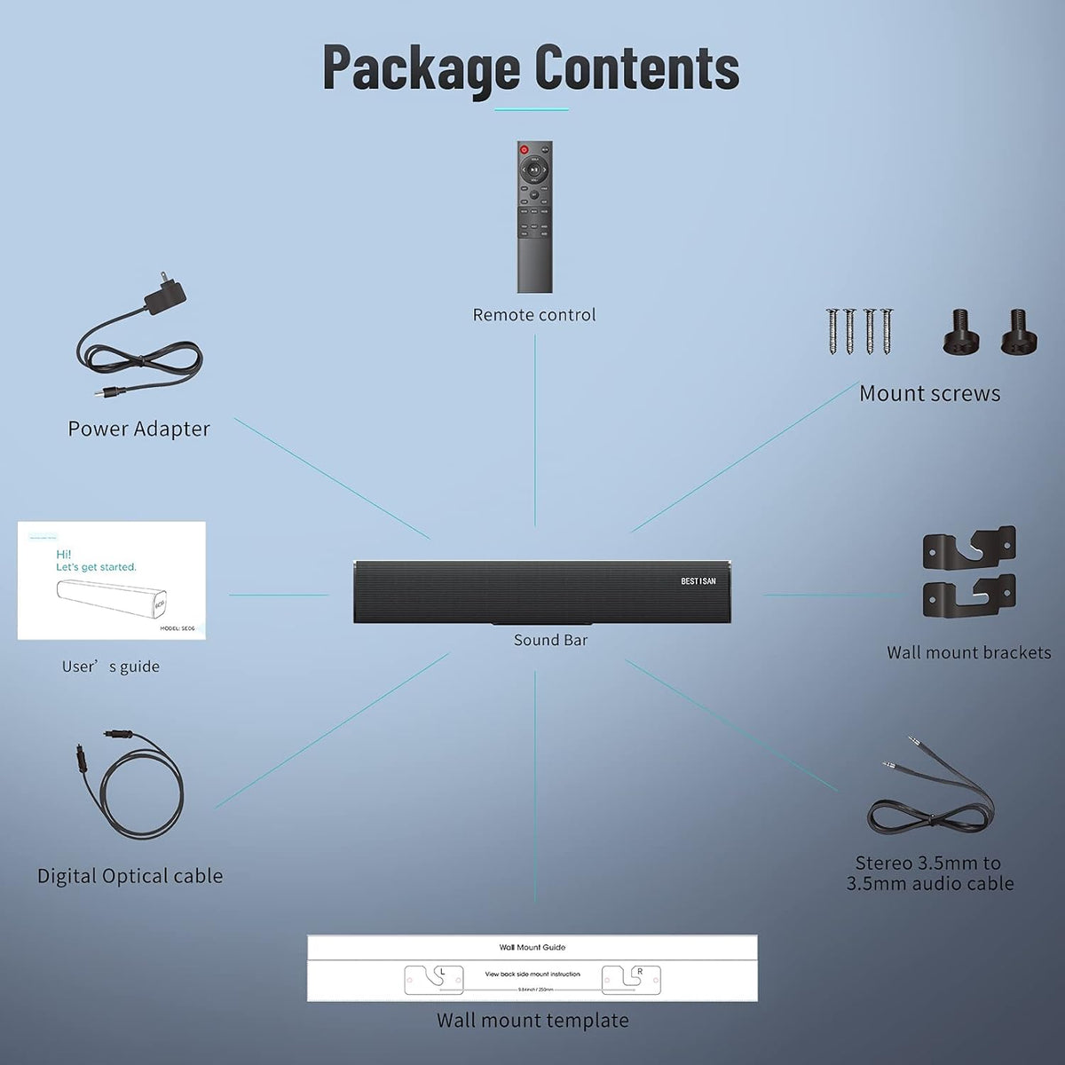 21 Inch Sound Bar with Bluetooth D1228