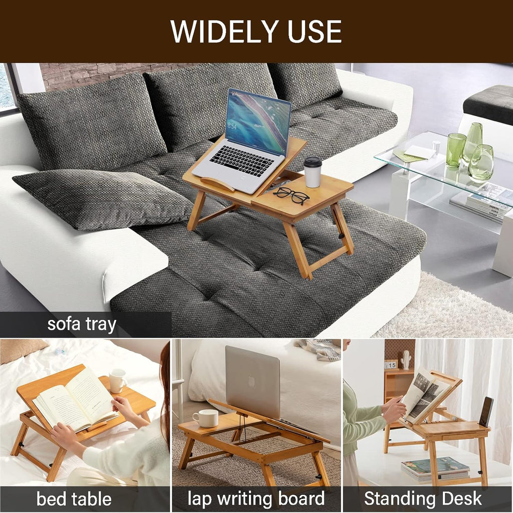 Adjustable Bamboo Laptop Desk Tray W96173