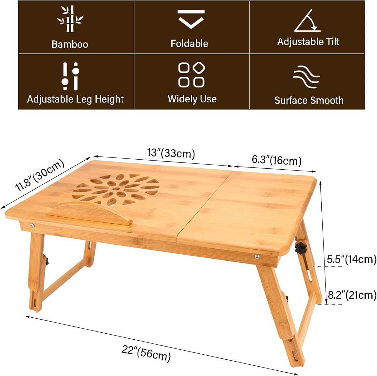 Adjustable Bamboo Laptop Desk Tray W96173
