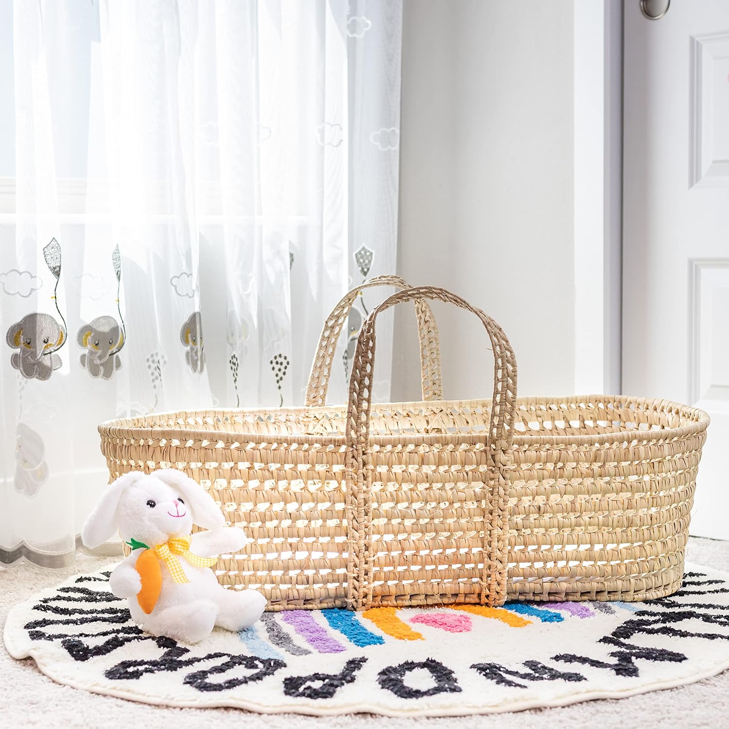 Natural Wicker Moses Basket with Mattress and Sheet I605738