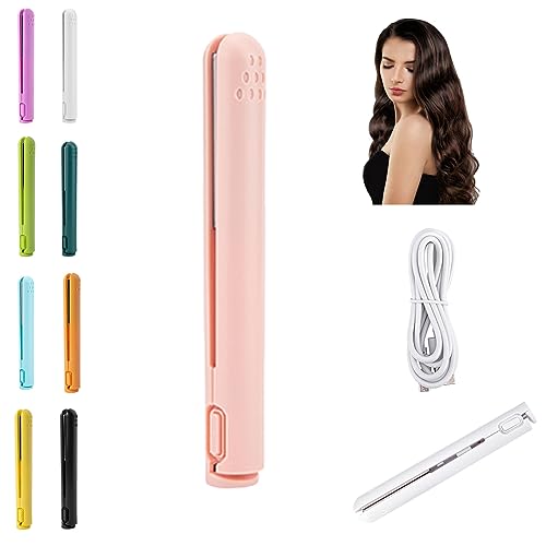 Mini Dual Purpose Curling Iron, USB Rechargeable Cordless Curling Iron (Blue) S4698