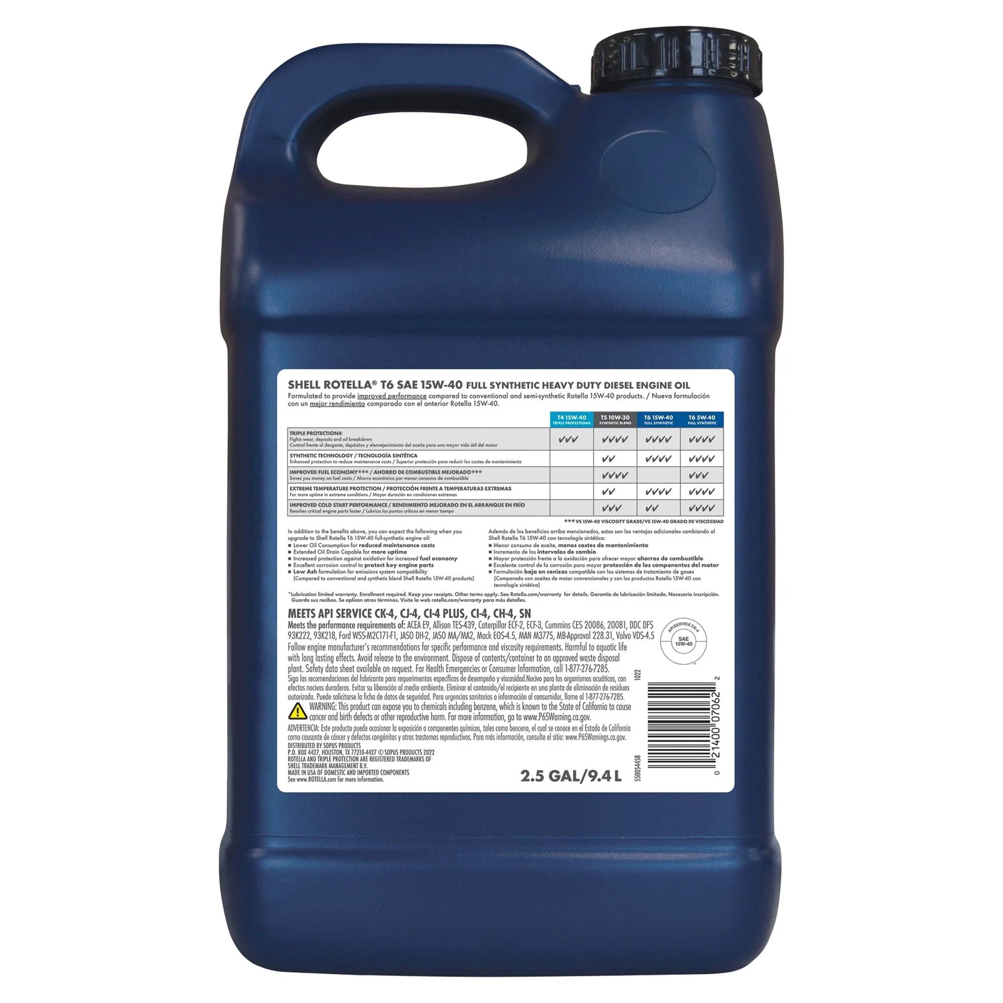 2.5 Gallon Full Synthetic Diesel Engine Motor Oil M267