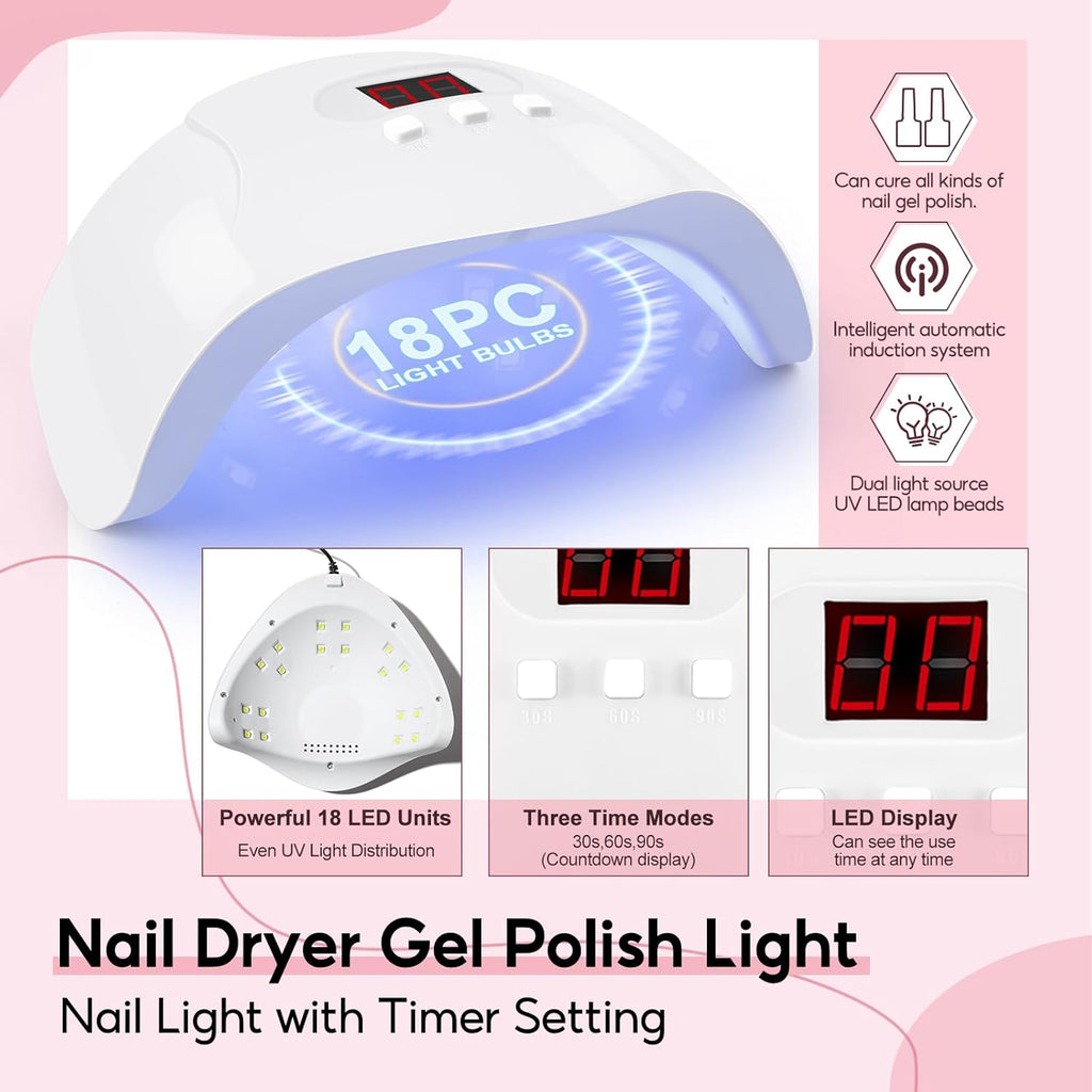 36Pcs Acrylic Nail Kit with Drill and UV Light I6125