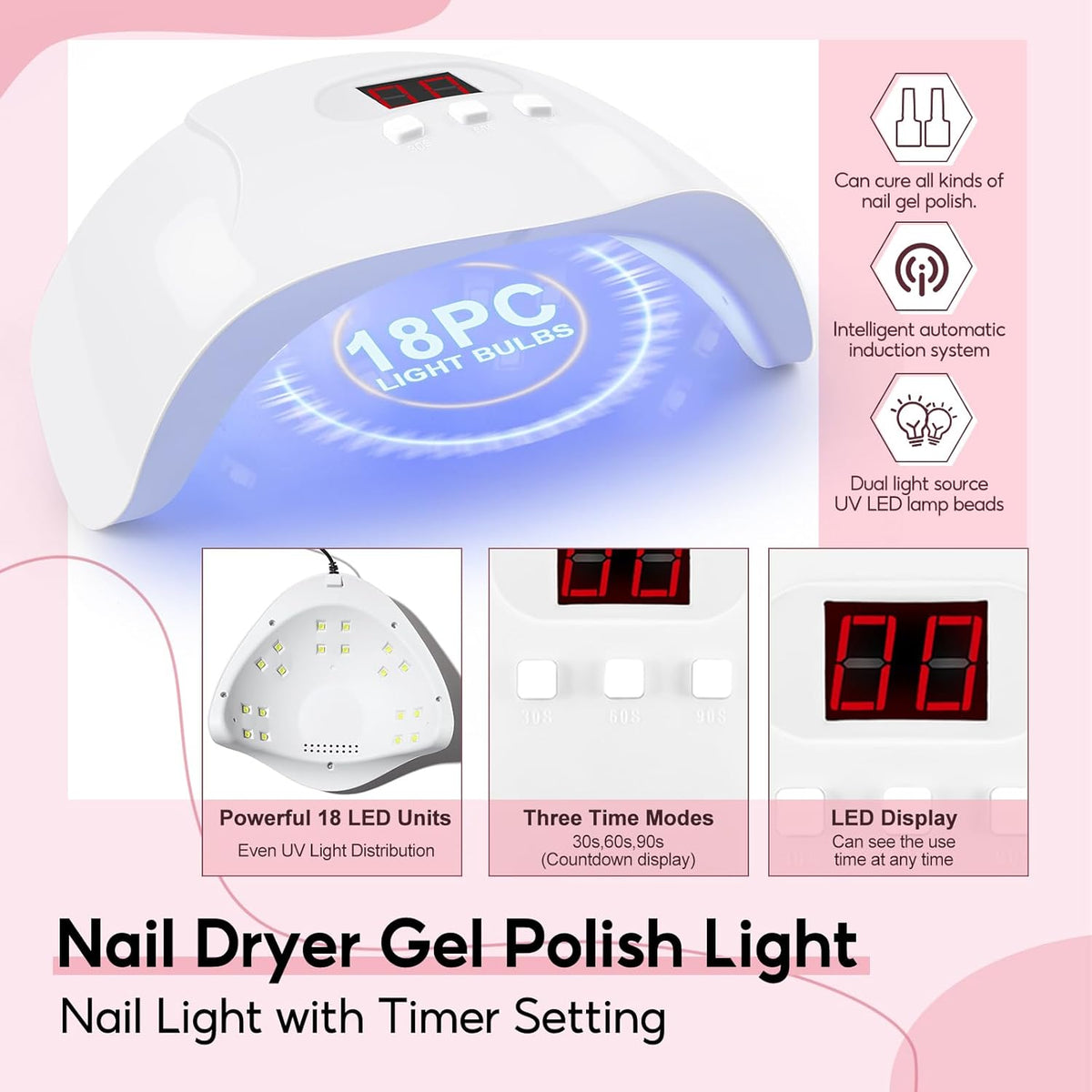 36Pcs Acrylic Nail Kit with Drill and UV Light I6125