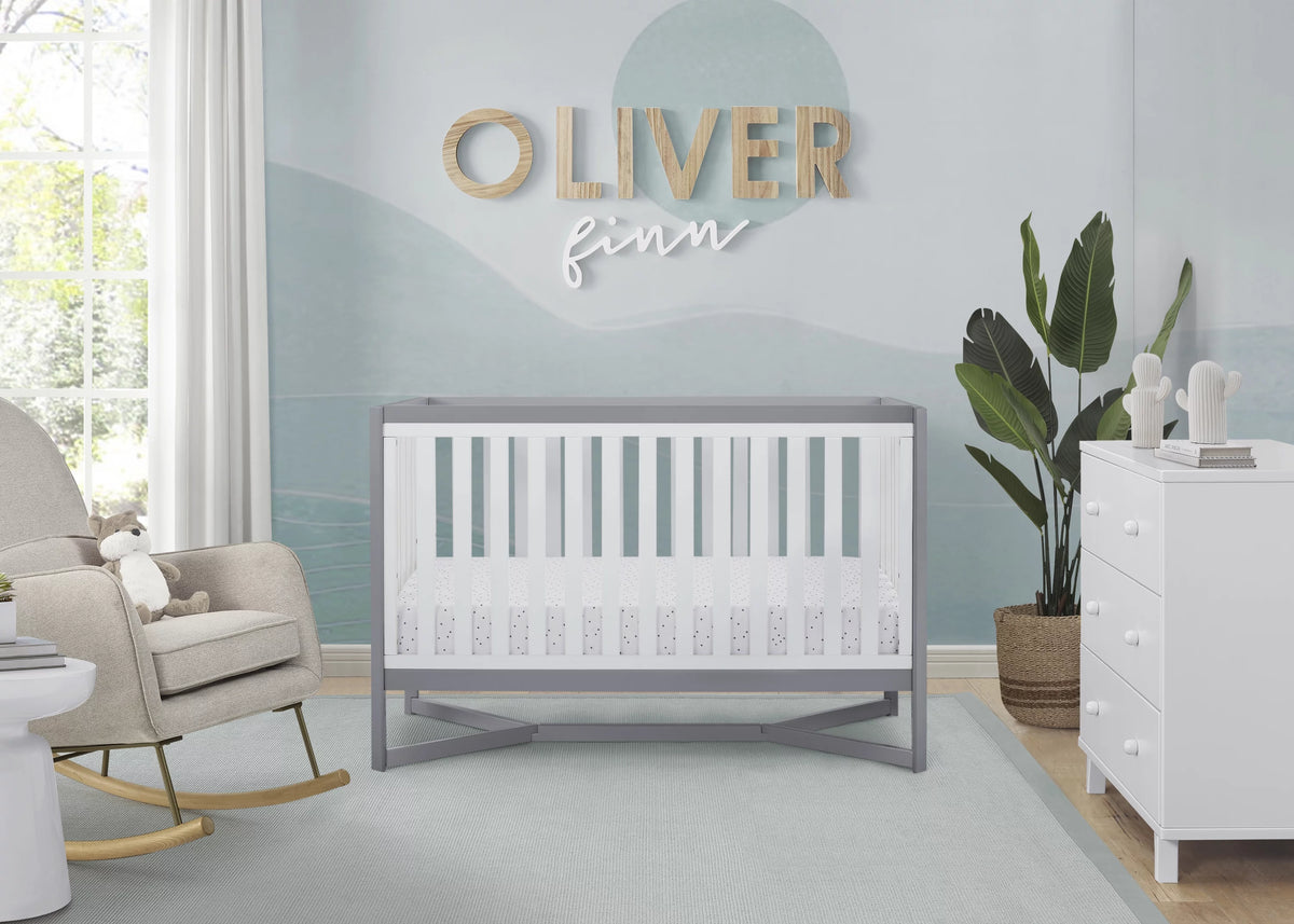 White/Gray 4-in-1 Convertible Crib J339637