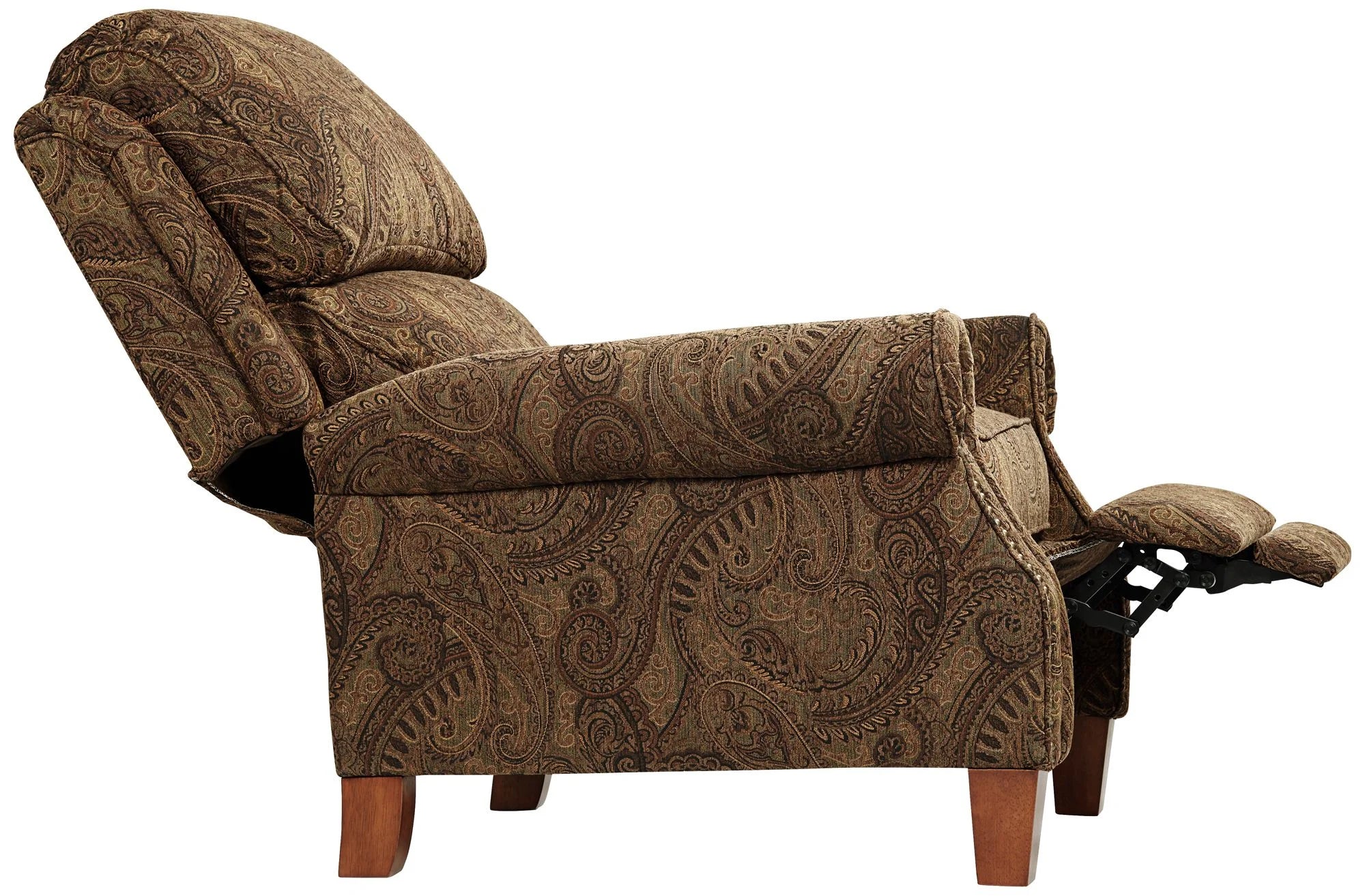 Warm Brown Paisley Patterned Fabric Recliner Chair X94940