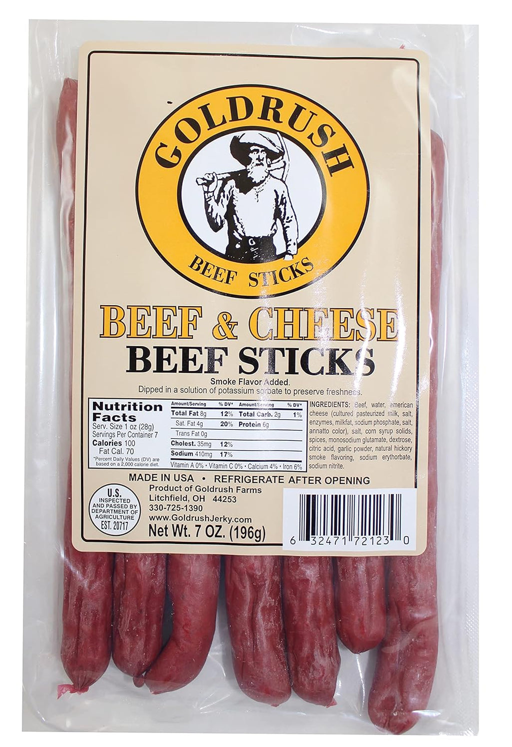 Beef Sticks 7oz Package Beef & Cheese Q5144