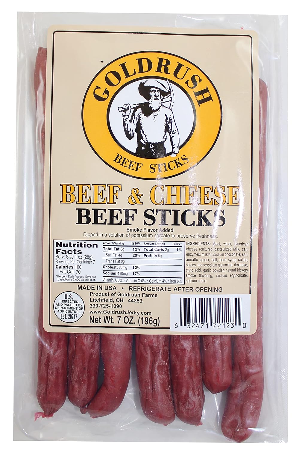 Beef Sticks 7oz Package Beef & Cheese Q5144
