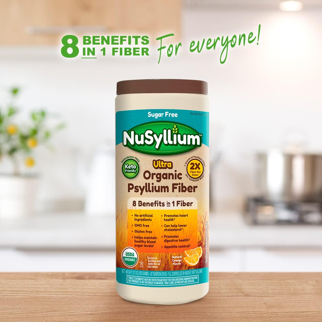 USDA Organic Psyllium Fiber Powder, Natural Orange, 42 Servings O4470