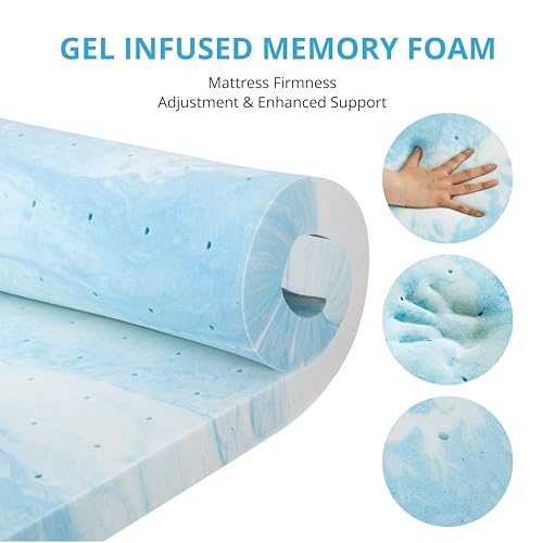 2 Inch Twin Memory Foam Gel Mattress Topper, 38"×75", Medium H4486