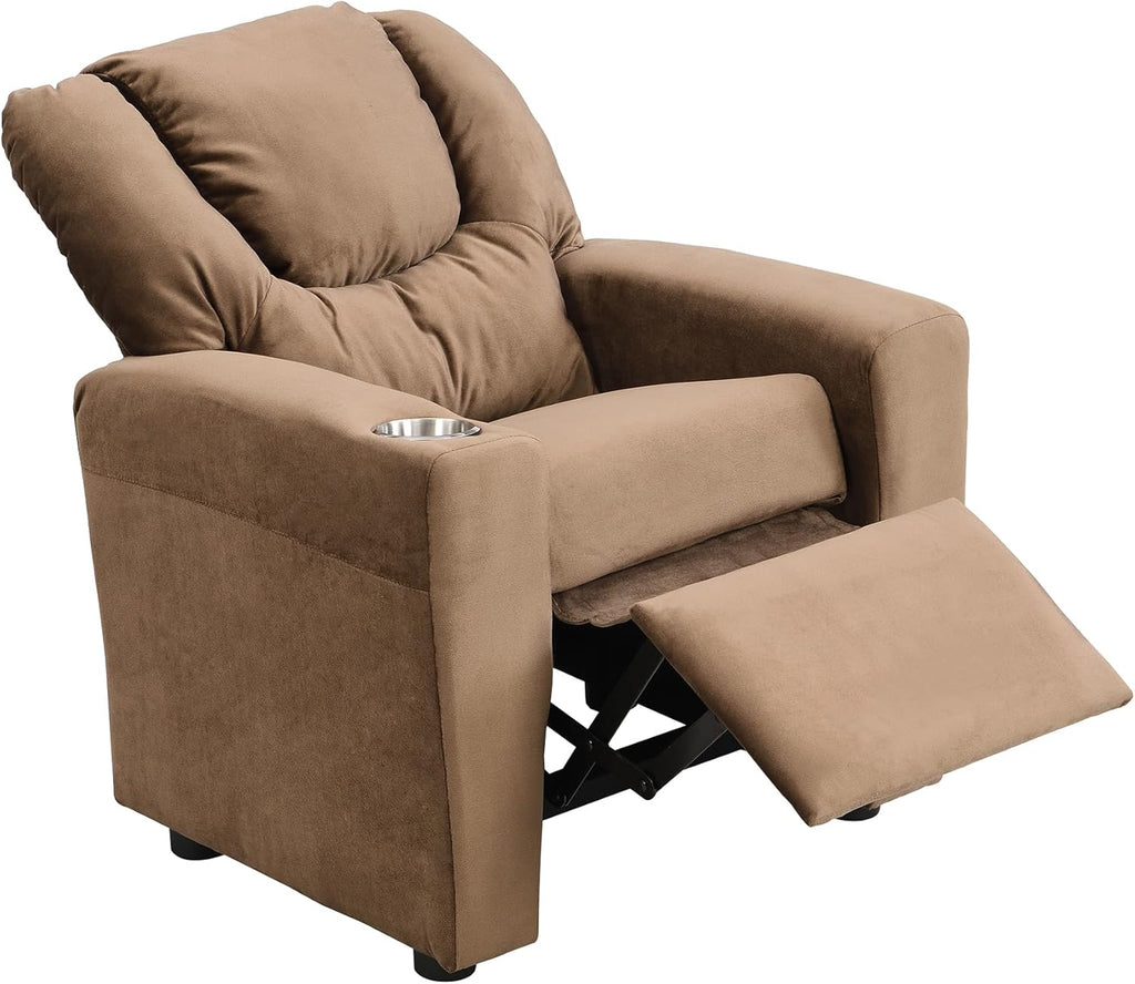 Kids Velvet Recliner Chair with Cup Holder K740