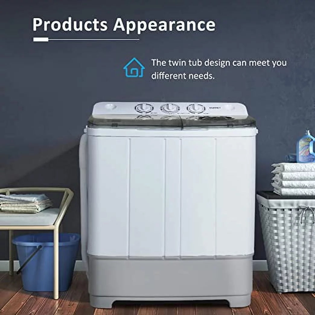 White & Grey Portable Twin Tub Washer Spin Dryer N32199