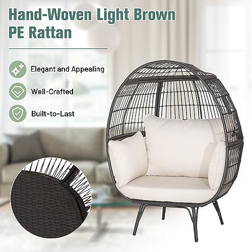 Oversized PE Rattan Egg Chair with Metal Stand and 4 Cushions J513927