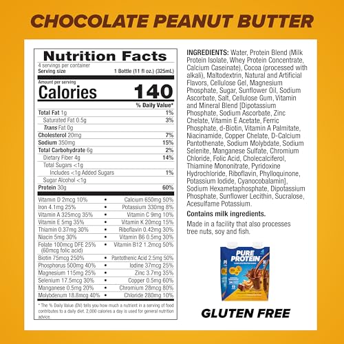 Strawberry Protein Shake, 30g Protein, 11oz Bottles, 12 Pack E9571