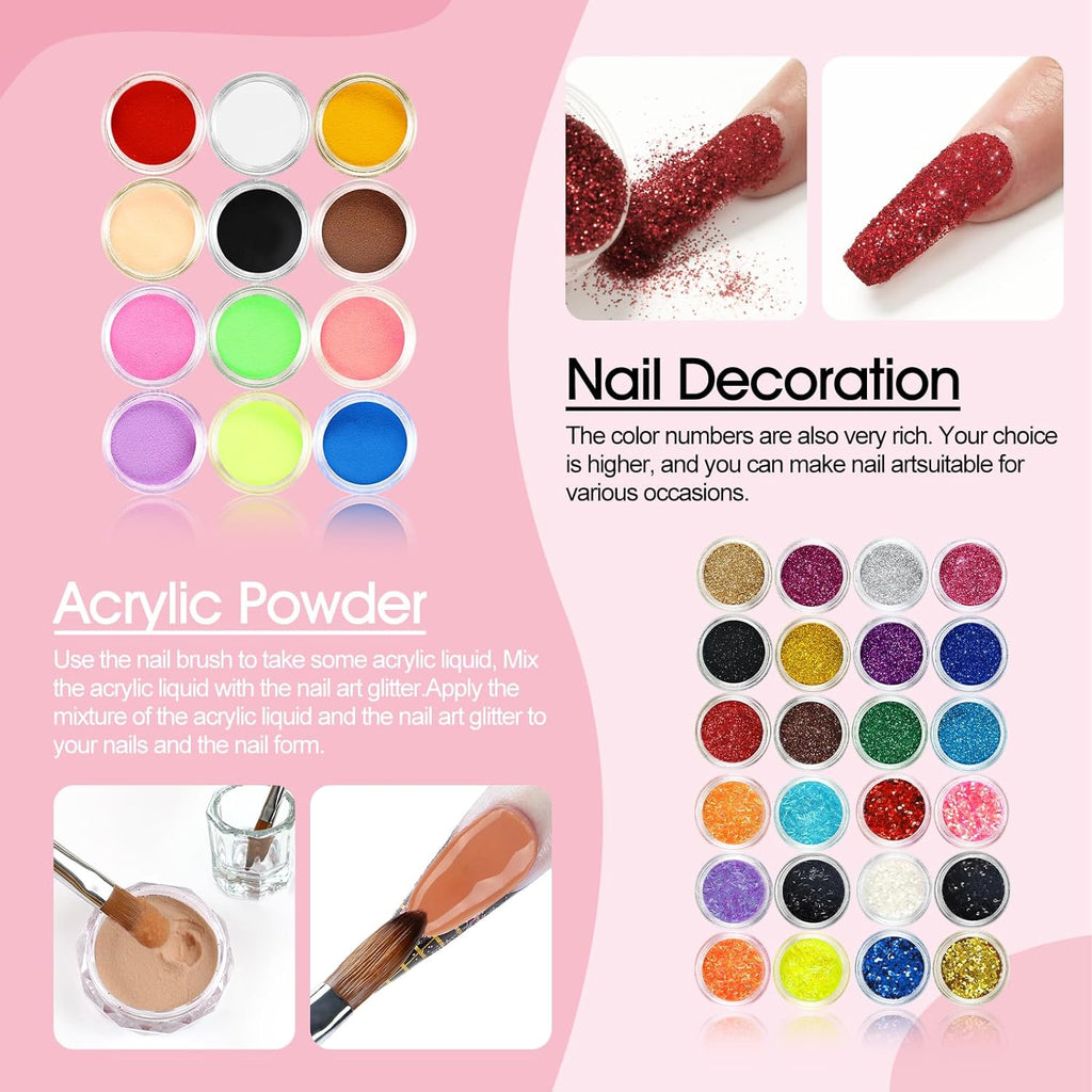 36Pcs Acrylic Nail Kit with Drill and UV Light I6125
