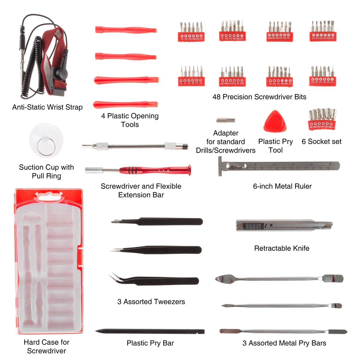 70 Piece Electronic Repair Tool Kit with Precision Screwdriver C291