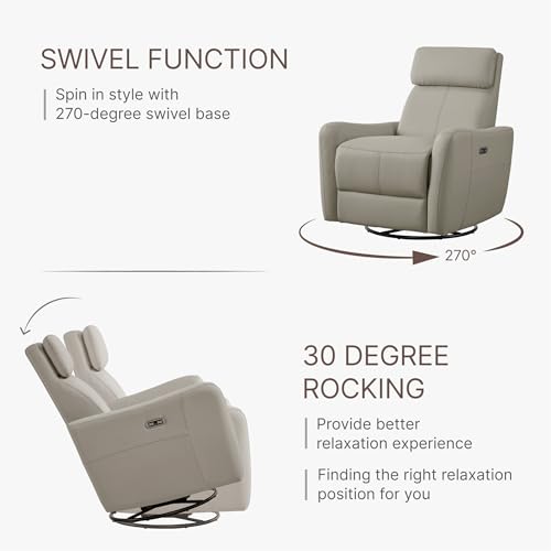 Terracotta Brown Power Leather Swivel Rocker Recliner Sofa J416