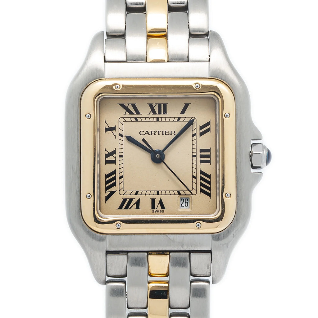 18k Yellow Two Tone Quartz White Dial Watch 27mm N356