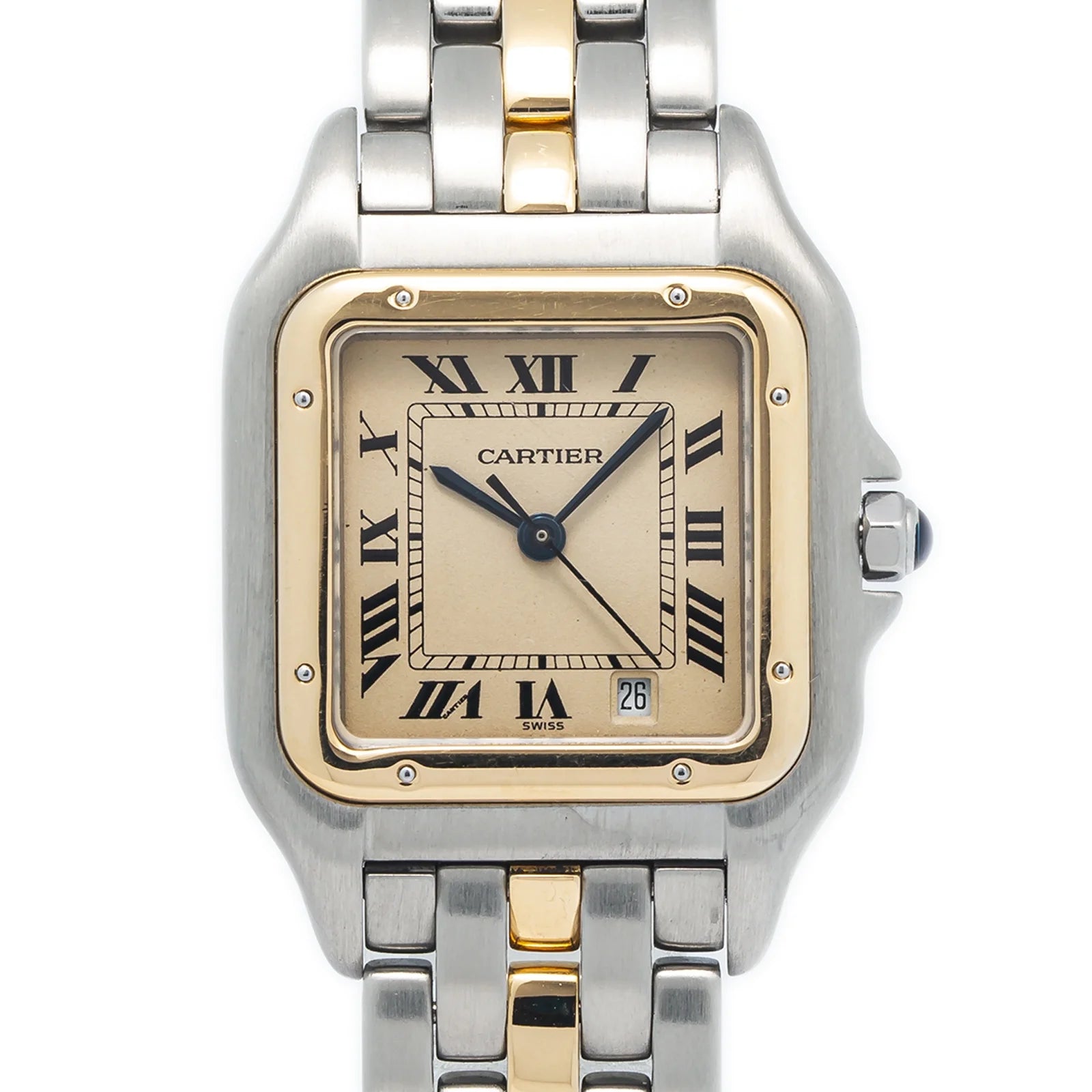 18k Yellow Two Tone Quartz White Dial Watch 27mm N356
