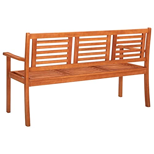 Rustic Brown Solid Eucalyptus Wood 3-Seater Patio Bench with Backrest H831150