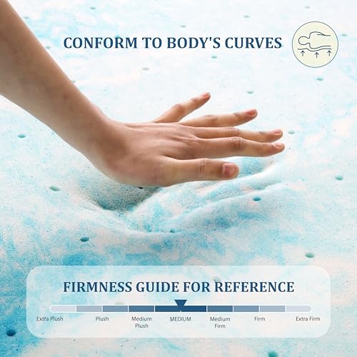 2 Inch Twin Memory Foam Gel Mattress Topper, 38"×75", Medium H4486