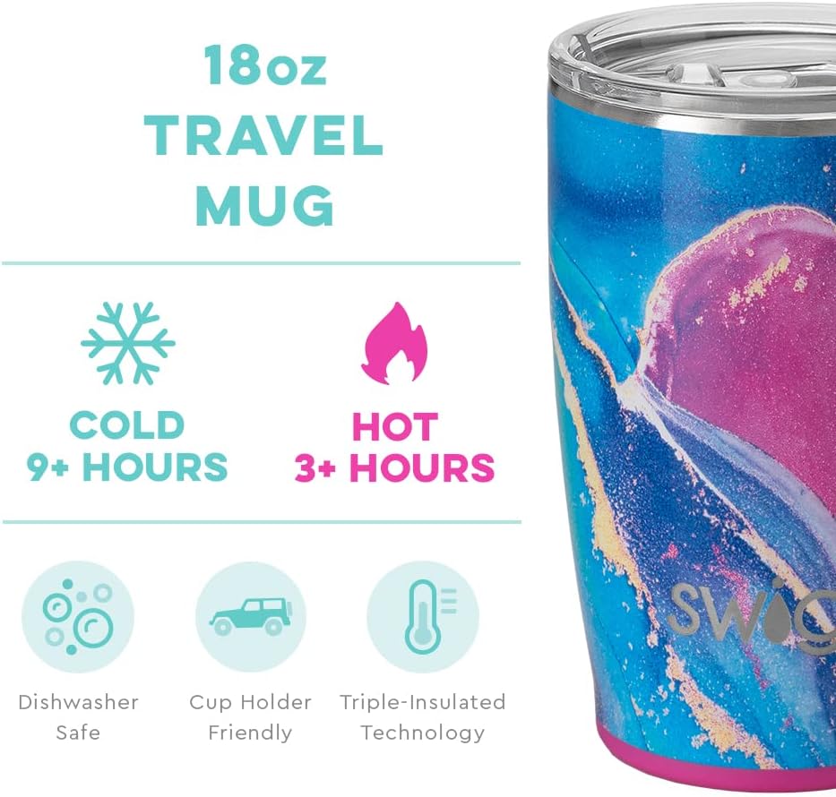 18oz Insulated Stainless Steel Travel Mug with Handle and Lid W981914