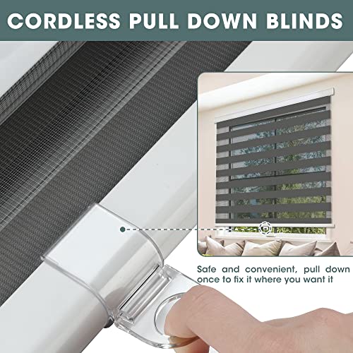 White 24" W x 72" H Cordless Zebra Roller Blinds Q16308