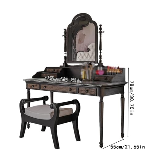 Solid Wood Dressing Table and Chair Combination Vanity Desk S65952
