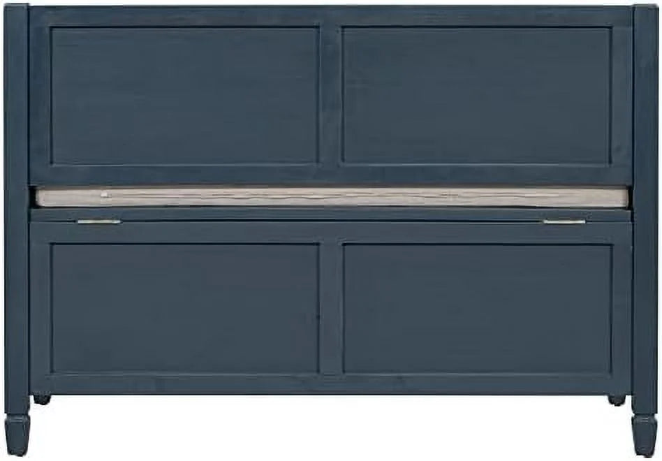 Rustic Entry Bench with Hidden Compartments and Removable Cushion (Antique Navy) K446621