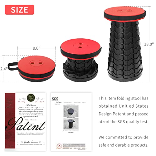 Portable Collapsible Telescoping Stool Lightweight Max Load 400lbs Retractable Folding Stool Black L82636