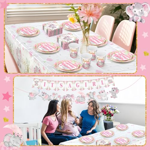 405 Pcs Blue Baby Shower Tableware Set with Plates, Napkins, Cups, Tablecloth, Banner D207772