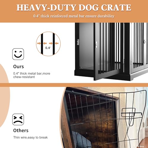 Large Wooden Dog Crate with Cushion and Flip Top, Black G53832