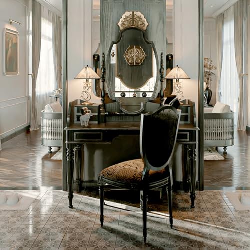 Solid Wood Dressing Table and Chair Combination Vanity Desk S65952