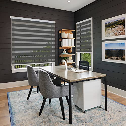 White 24" W x 72" H Cordless Zebra Roller Blinds Q16308