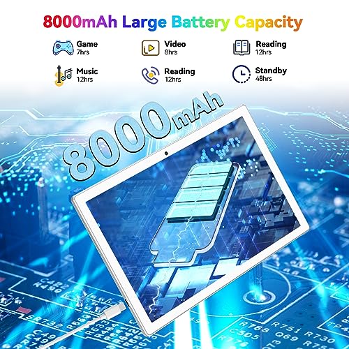 Android 13 Tablet, 10.1 inch, 128GB, 16GB, 8000mAh Battery P5440