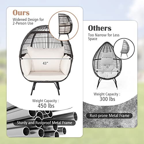 Oversized PE Rattan Egg Chair with Metal Stand and 4 Cushions J513927