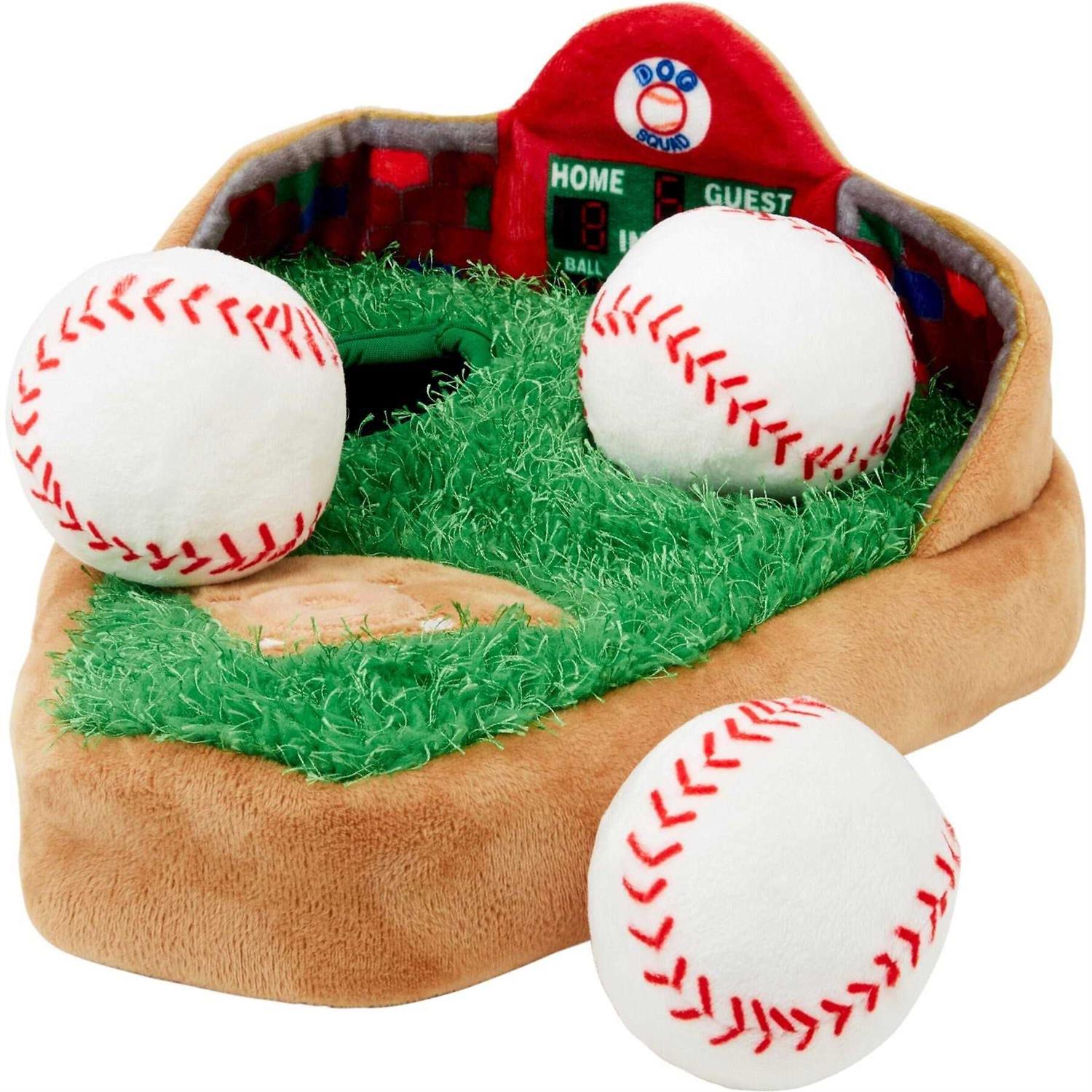 Baseball Hide & Seek Puzzle Plush Squeaky Dog Toy U460667