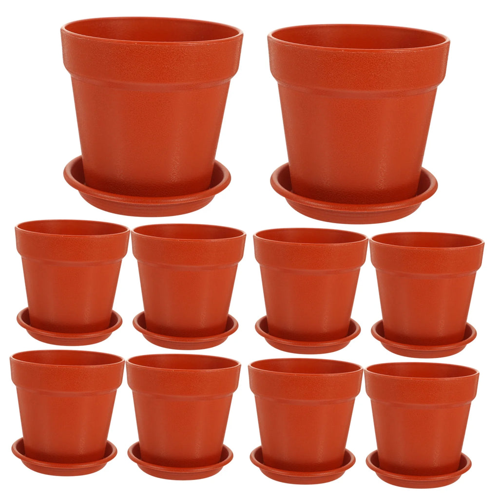 10 Sets Imitation Pottery Plastic Flower Nursery Garden Planter O42857