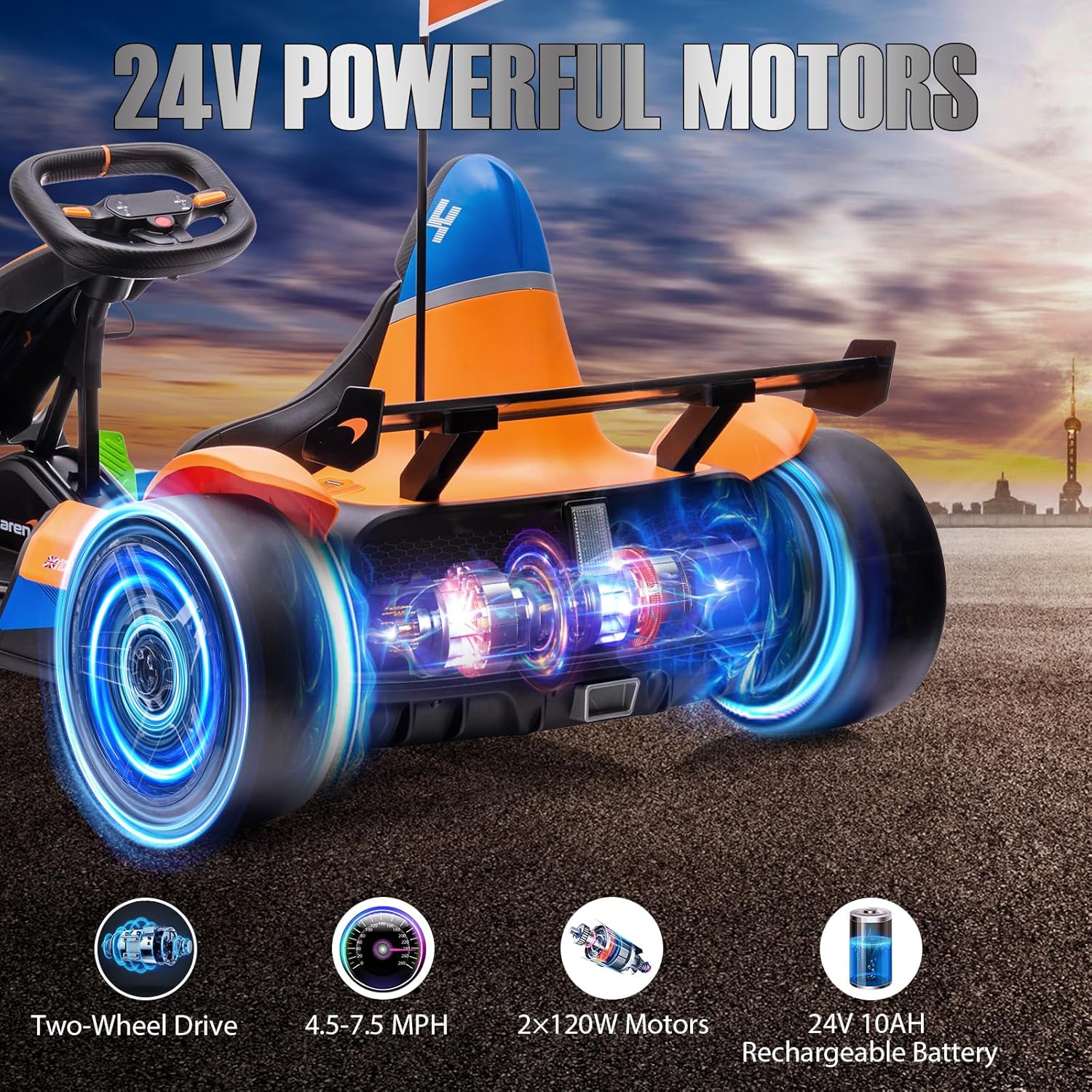 24V Electric Go Kart with 10AH Battery, 2×120W Motor J369