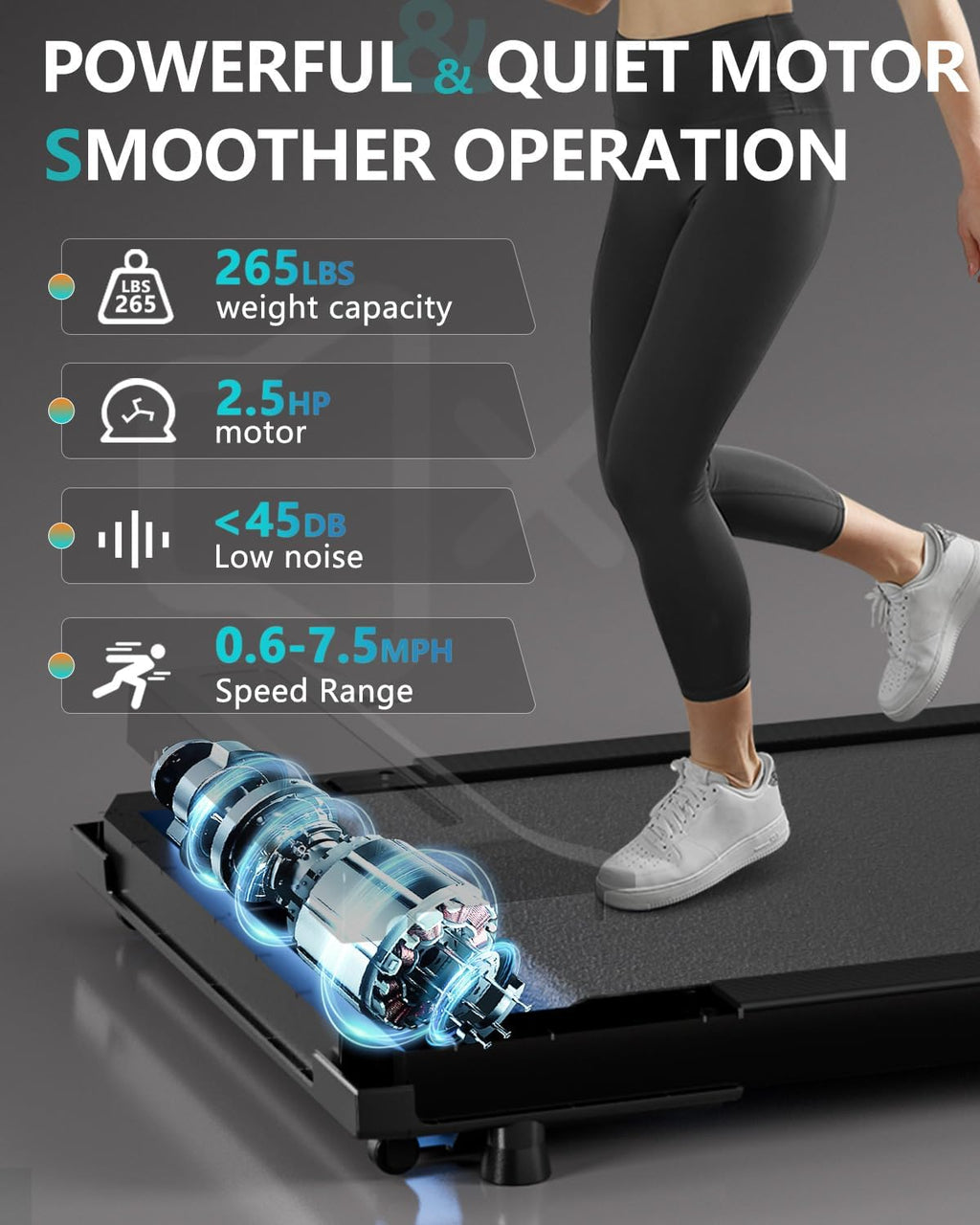 Under Desk Treadmill with Remote Control, 2 in 1 for Walking and Jogging, Portable, LED Display N8892