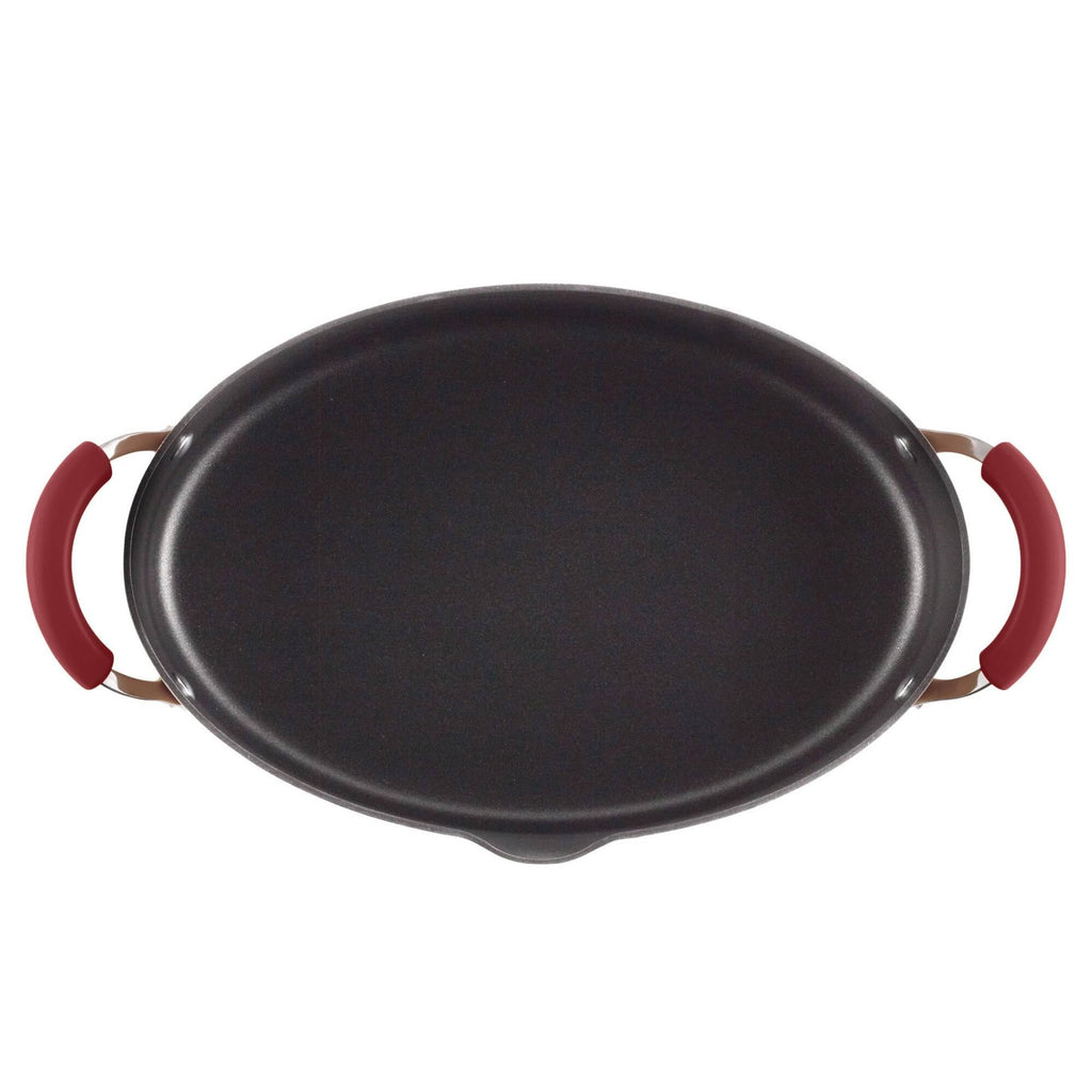 Hard Enamel Nonstick 8-Quart Covered Oval Pasta Pot with Pour Spout, Agave Blue G3209