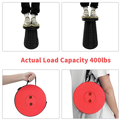 Portable Collapsible Telescoping Stool Lightweight Max Load 400lbs Retractable Folding Stool Black L82636