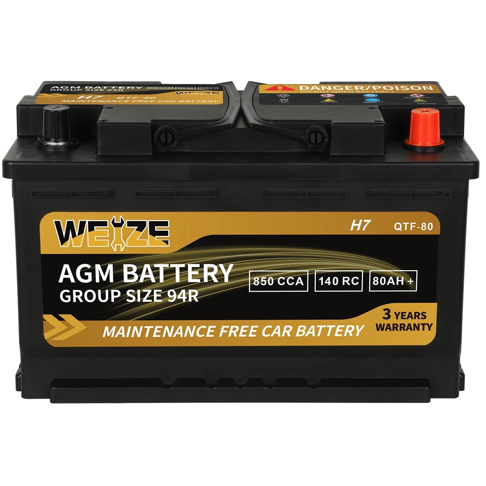 12v 80ah 140RC 850CCA AGM Automotive Battery A38493