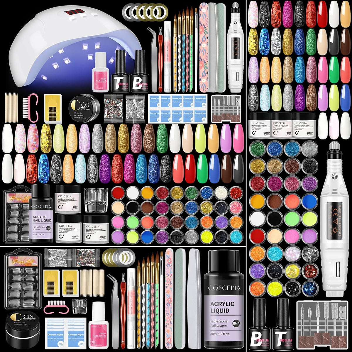 36Pcs Acrylic Nail Kit with Drill and UV Light I6125