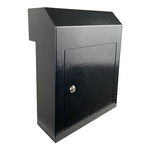 Black Galvanized Steel Locking Mailbox Door Drop Box T756826