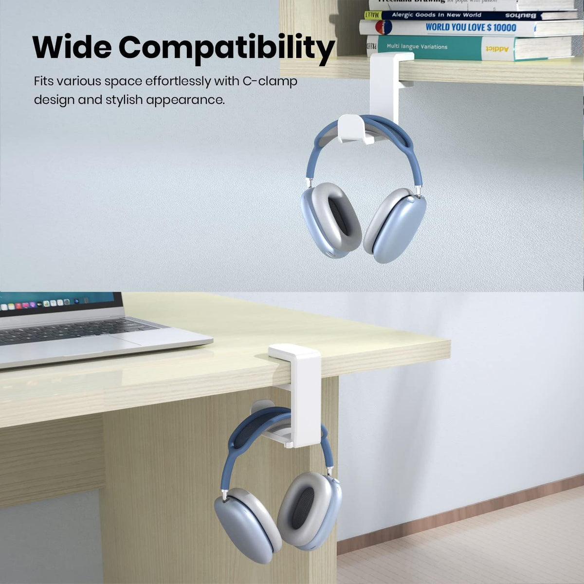 White Rotating Headphone Stand with 360 Degree Swivel M8493